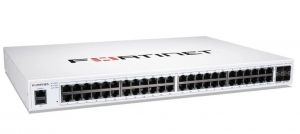 Fortinet FortiSwitch-148F-FPOE is a performance/price competitive L2+ management switch with 48x GE port + 4x SFP+ port + 1x RJ45 console. Port 1- 48 are POE ports with automatic Max 740W POE output limit (48 port 802.3af or 24 port 802.3at)