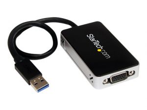 STARTECH USB 3.0 TO VGA EXTERNAL VIDEO CARD MULTI MONITOR ADAPTER 2048X1152 EXTERNAL VIDEO ADAPTER - 16 MB - BLACK