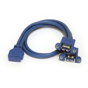 StarTech.com 2 Port Panel Mount USB 3.0 Cable - USB A to Motherboard Header Cable F/F - USB internal to external cable - 50 cm
